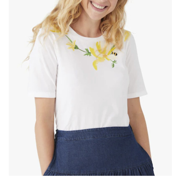 Kate Spade Busy Bee Casual Tee Shirt Small in Fresh White - Picture 4 of 6